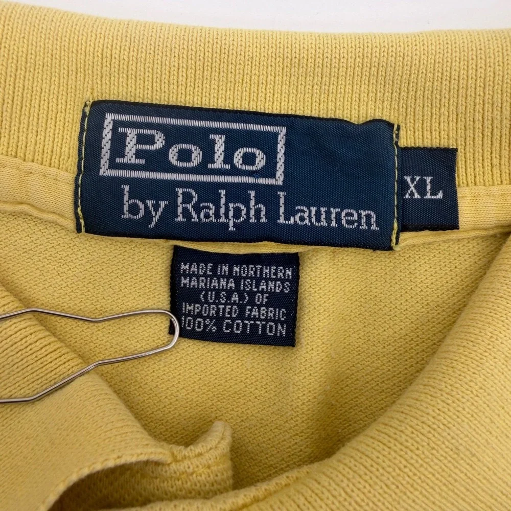 Polo Ralph Lauren Polo Shirt Mens XL Yellow Short Sleeve Pique‎ Cotton Pony Logo